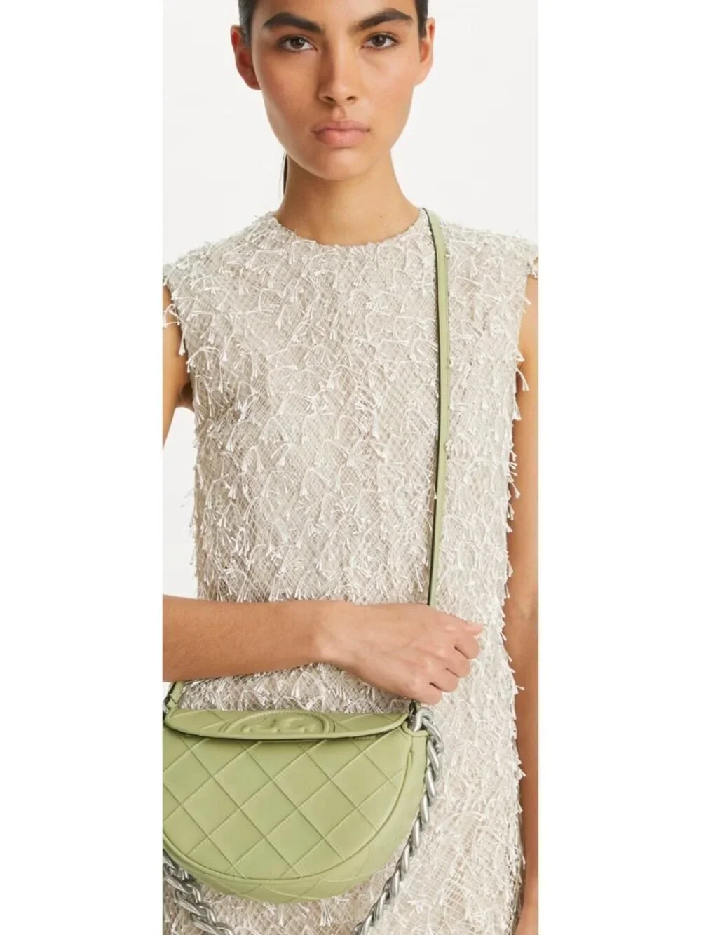 Stunning!!  RareTory Burch Olive Fleming Crescent Shoulder Bag- NWT